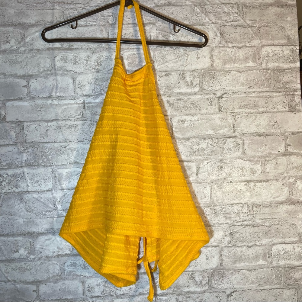 Free People Beach Sunflower Yellow Knit Halter Top Size Small